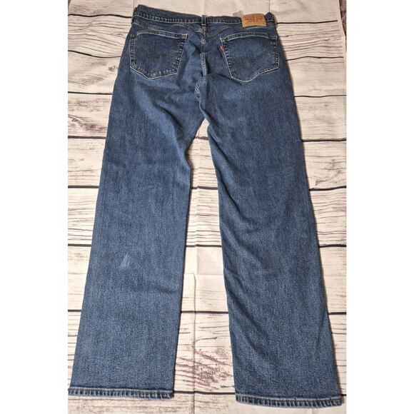 Levis Jeans Mens 36x34 Blue 505 Regular Fit Straight Leg Medium Wash Denim Pants - Picture 10 of 11